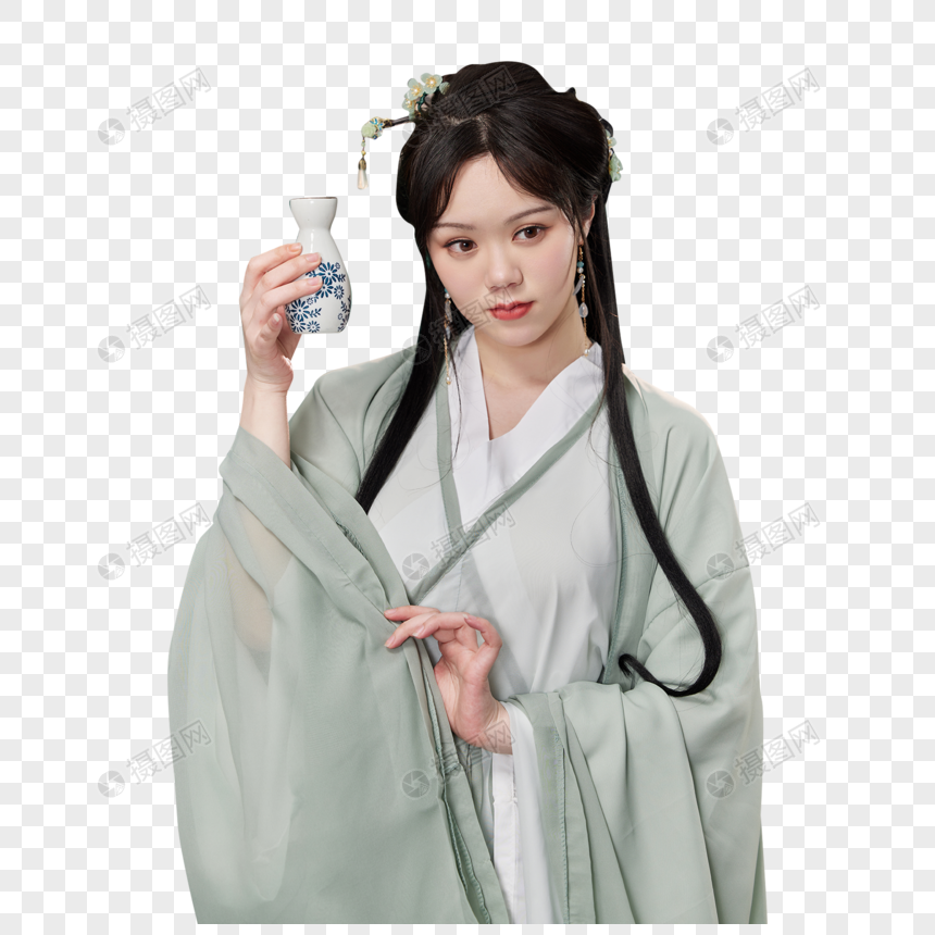 汉服美女手拿酒壶图片