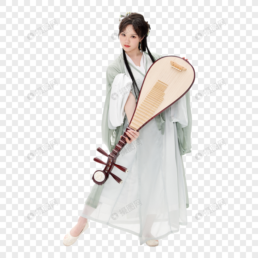 传统汉服美女弹琵琶图片