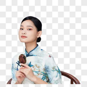 国风美女照镜子图片