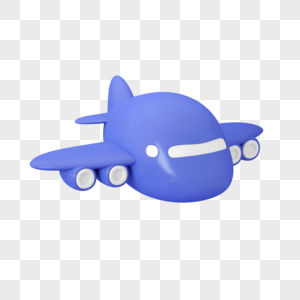 蓝色C4D立体交通工具飞机图片