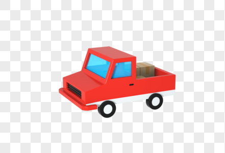创意C4D卡通风格3D小货车立体模型图片