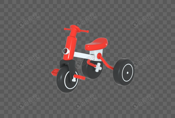 创意C4D卡通风格3D儿童三轮自行车立体模型图片