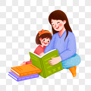 教孩子读书的母亲高清图片