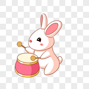 敲鼓的兔子图片素材