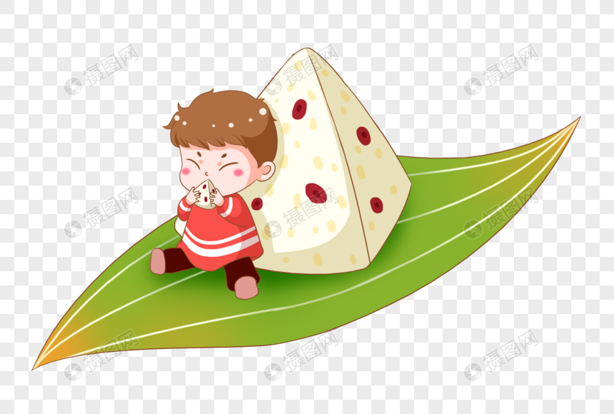 吃粽子的小孩图片