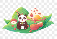 坐着吃粽子的熊猫图片