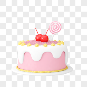 粉色C4D立体食物蛋糕图片