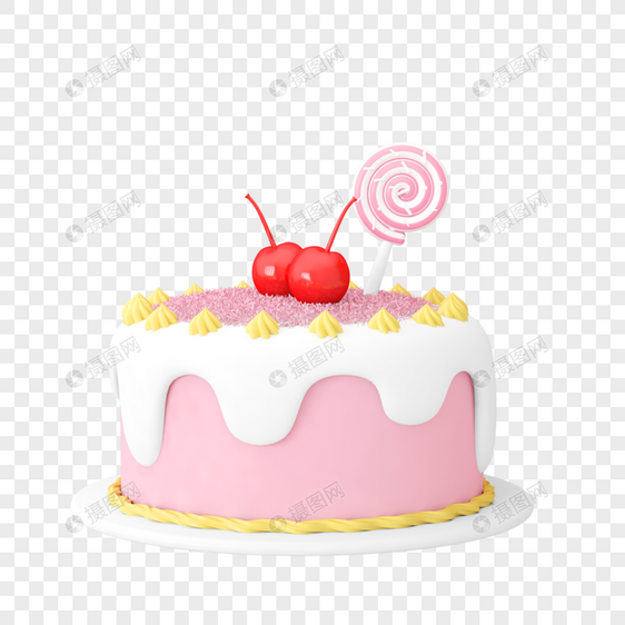 粉色C4D立体食物蛋糕图片