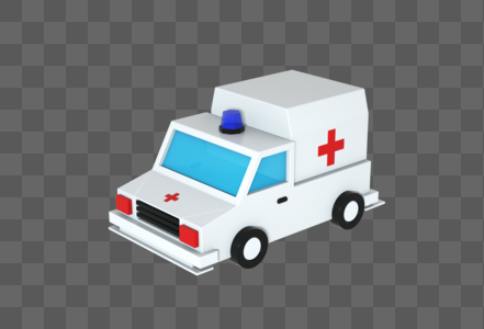 创意C4D卡通风格3D救护车立体模型图片