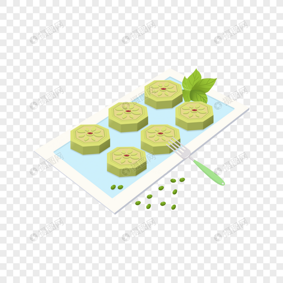 端午节绿豆糕卡通元素图片