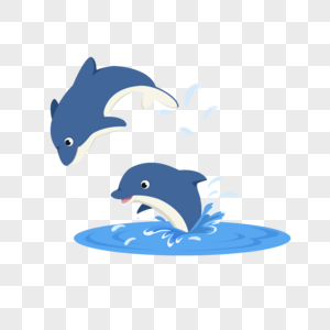 海洋日海豚卡通元素图片
