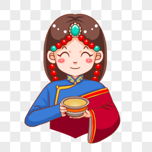 端着青稞酒的藏族女孩图片
