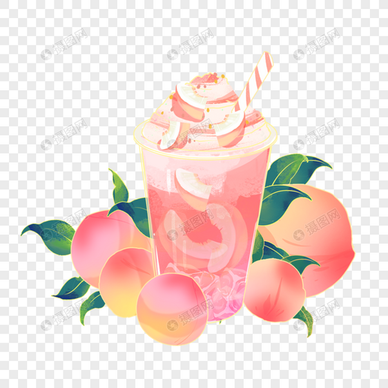 夏日水蜜桃冰饮图片