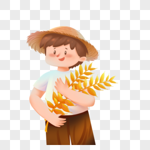 抱着麦穗的农民高清图片