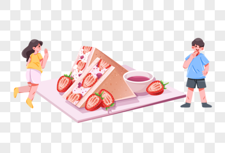 情侣和草莓蛋糕图片