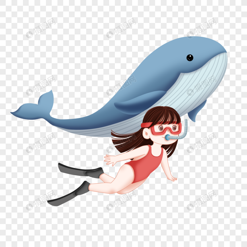 世界海洋日女孩和鲸鱼图片