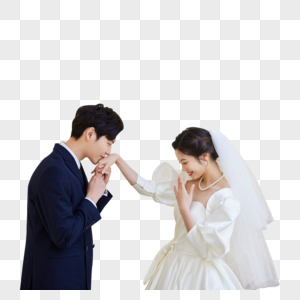 新郎亲吻新娘的手背高清图片