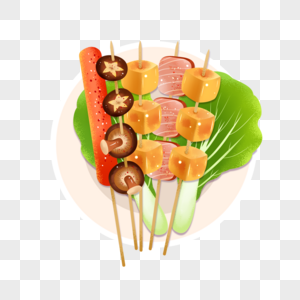夏季美食烧烤炸串豆干插画元素图片