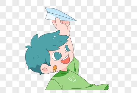 玩纸飞机的男孩图片