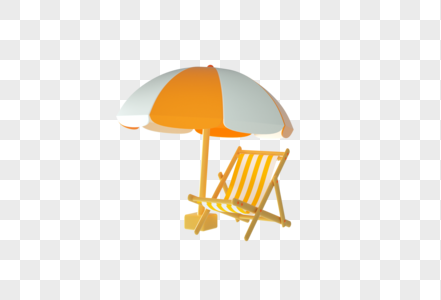 创意C4D卡通风格露营图标遮阳伞与躺椅3D立体模型高清图片