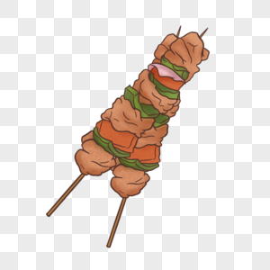 手绘卡通撸串鸡肉串元素素材