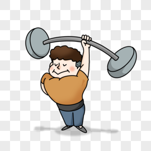 铁卡通手绘卡通运动健身举铁撸铁素材