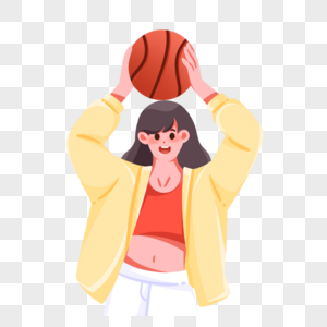 拿着篮球的女孩图片