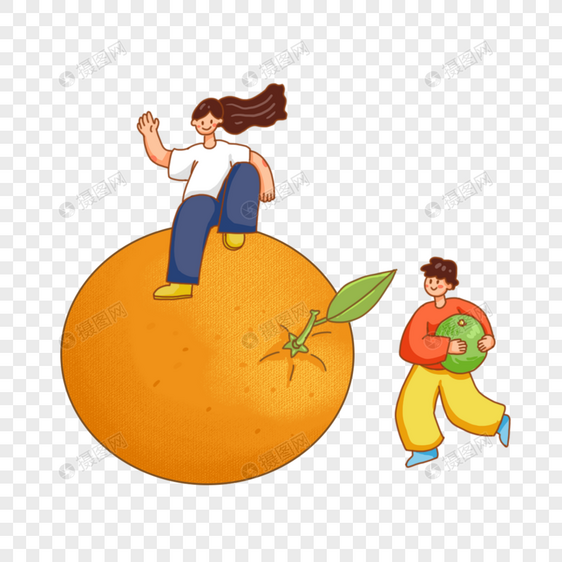 橙子和女孩图片