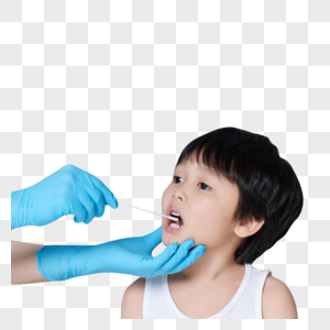 做核酸咽拭子的小男孩图片