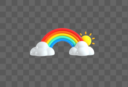 创意C4D天气图标彩虹3D立体模型图片