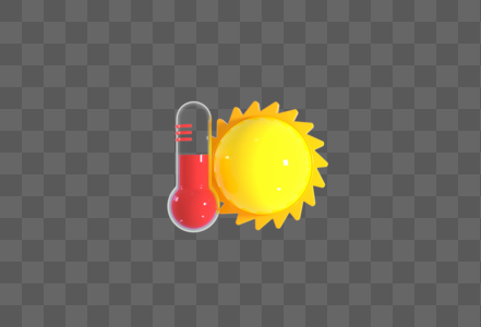 创意C4D高温红色预警天气图标3D立体模型高清图片