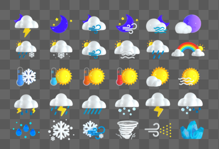 创意C4D天气图标3D立体模型高清图片