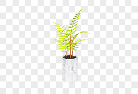 创意C4D绿色植物盆栽3D立体模型图片