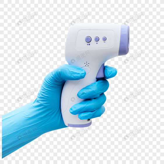 手拿体温枪扫描体温图片