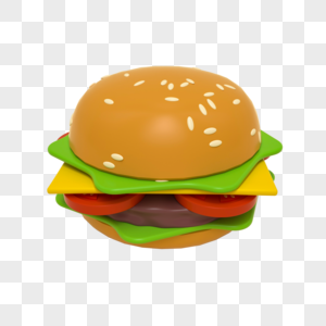3d立体美食卡通汉堡高清图片