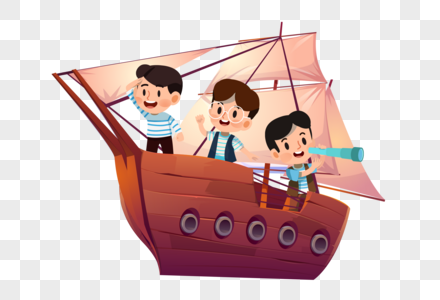 孩子们乘坐帆船图片