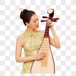 国潮风女性弹奏琵琶图片