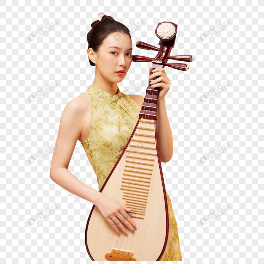 国潮女性弹奏琵琶图片