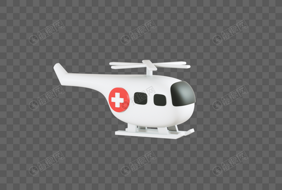 创意C4D医疗直升机图标3D立体模型图片