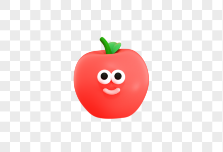 创意c4d水果拟人苹果3d立体模型图片素材