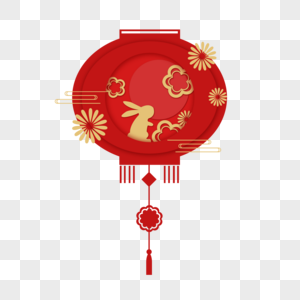 中秋元素中秋节节日装饰红灯笼玉兔图片