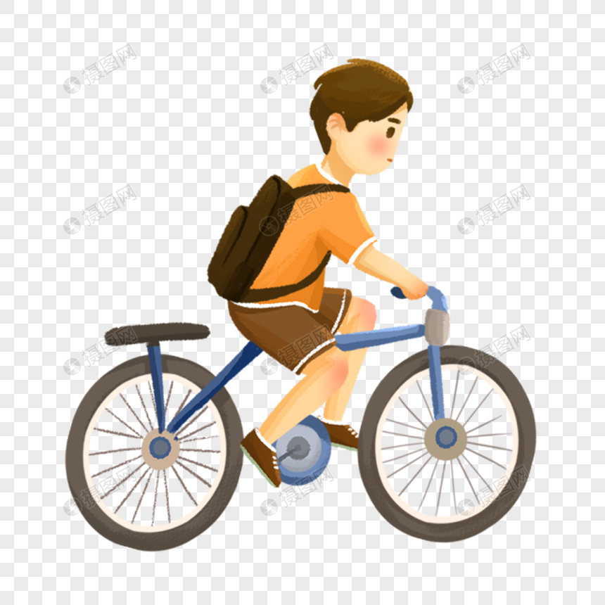 骑车上学的男孩图片