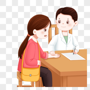 病人保护伞医生给病人号脉素材