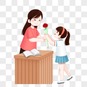 学生献花给老师图片