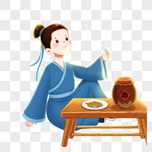 喝酒的古人图片素材