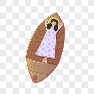 躺在船上的女孩图片