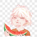 吃瓜的女孩图片