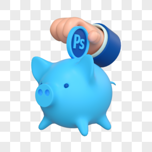 3DC4D立体p金币存钱罐手势软件图标手蓝色图片