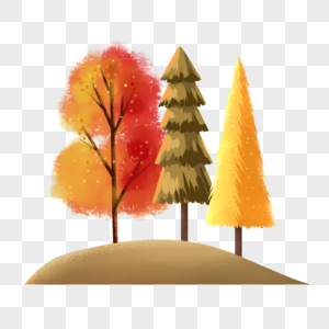 秋天的树木插画元素图片