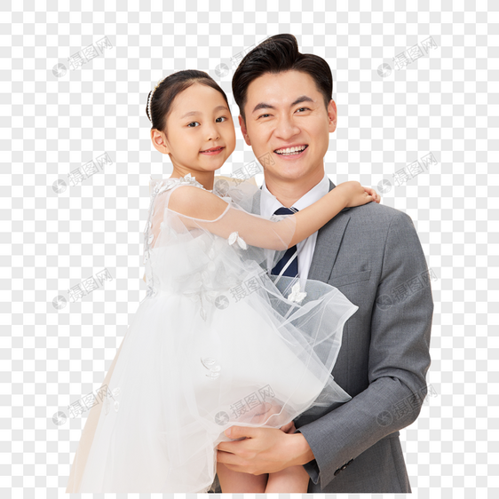 年轻爸爸抱着穿公主裙的女儿图片